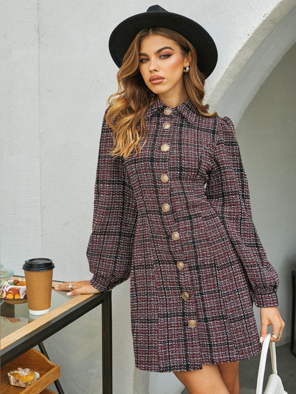 Plaid Button-Up Dress